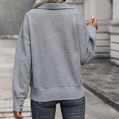 Gray Turn Down Collar Sweater - QH Clothing