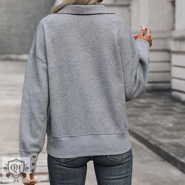 Gray Turn Down Collar Sweater - QH Clothing