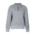 Gray Turn Down Collar Sweater - QH Clothing