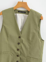 Green Button Summer Vest - Clothing