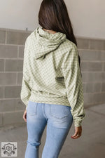 Green Checkered Print Kangaroo Pocket Drawstring Hoodie - Tops/Sweatshirts & Hoodies