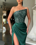 Green Sequined Fairy Wedding Long Long Sleeve One-Piece Mid-Length Evening Dress - Quality Home Clothing| Beauty