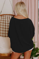 Black oversized long-sleeve sweater with relaxed fit in Euro sizes for comfort