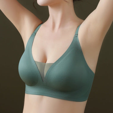 Green V-Neck Bra Set - Clothing