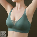 Green V-Neck Bra Set - Clothing