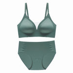 Green V-Neck Bra Set - Clothing