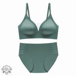 Green V-Neck Bra Set - Clothing