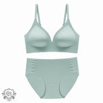 Green V-Neck Bra Set - Clothing