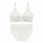 Green V-Neck Bra Set - S / Milky White - Clothing