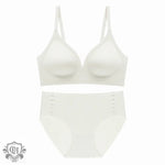 Green V-Neck Bra Set - S / Milky White - Clothing