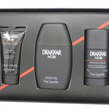 Guy Laroche Drakkar Noir Gift Set 100ml EDT + 150ml Deodorant Spray + 50ml Shower Gel - QH Clothing