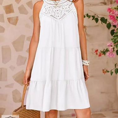 Halter Lace A-Line Summer Dress - QH Clothing