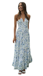 Shoulder Baring Floral Maxi Dress - QH Clothing