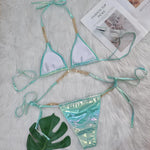 Crystal Diamond Halter Bikini Swimsuit - QH Clothing