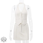 Halter Neck Vest & Short Skirt Set - Clothing