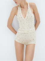 Halter Vest & Shorts with Rhinestones - Clothing