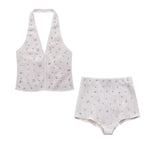 Halter Vest & Shorts with Rhinestones - Clothing