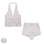 Halter Vest & Shorts with Rhinestones - Clothing