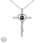 Heart and Cross Projection Necklace: A Fashionable Tribute to Love and Faith -  QH Clothing