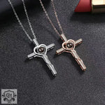 Heart and Cross Projection Necklace: A Fashionable Tribute to Love and Faith -  QH Clothing