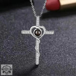 Heart and Cross Projection Necklace: A Fashionable Tribute to Love and Faith -  QH Clothing