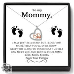 Heart Diamond and Little Feet Pendant Necklace - A Stylish and Meaningful Gift for Mom -  QH Clothing