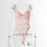 ​Heart Print Mesh Bodysuit -  QH Clothing