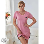 Nightdress Women Summer Heart Shape Printed Sexy Siamese Night Dress - Quality Home Clothing| Beauty