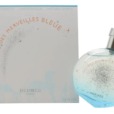 Light blue gradient perfume bottle for Hermès Eau des Merveilles Bleue Eau de Toilette 50ml