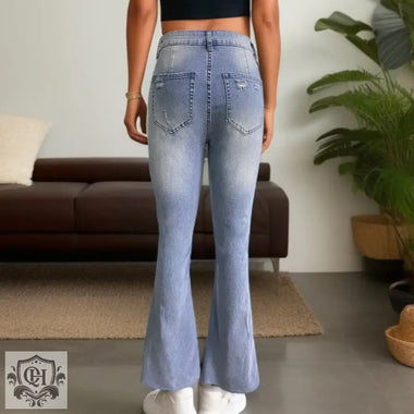 High-Rise Flared Denim Jeans - QH Clothing