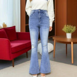 High-Rise Flared Denim Jeans - QH Clothing