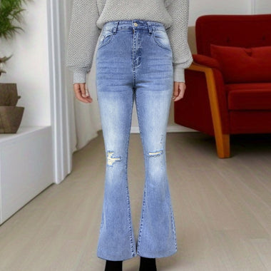 High-Rise Flared Denim Jeans - QH Clothing