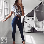 High Waist Hip Lift Skinny Jeans - QH Clothing