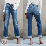 "High Rise Straight Denim Trousers" - QH Clothing