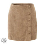 Women Clothing Corduroy Skirt Autumn Winter Solid Color Cloth Buckle Zipper Skirt High Waist Slim Hip Skirt - Quality Home Clothing| Beauty