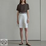 High Waist Linen Bermuda Shorts - QH Clothing