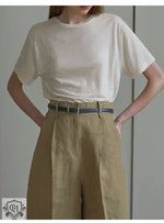 High Waist Linen Bermuda Shorts - QH Clothing