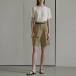 High Waist Linen Bermuda Shorts - QH Clothing