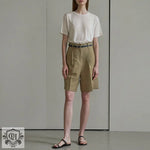 High Waist Linen Bermuda Shorts - QH Clothing