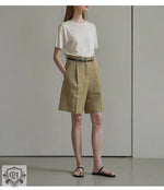 High Waist Linen Bermuda Shorts - QH Clothing