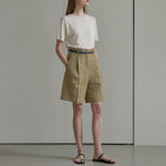 High Waist Linen Bermuda Shorts - QH Clothing