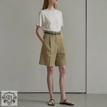 High Waist Linen Bermuda Shorts - QH Clothing