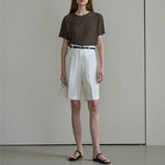 High Waist Linen Bermuda Shorts - QH Clothing