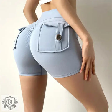 Peach Hip Workwear Tight Shorts Women High Waist Stretch Hip Lift Button Yoga Pants Quick Drying Running Fitness Pants Women - Quality Home Clothing| Beauty