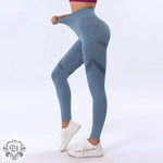 Quick Dry Hip Raise Yoga Pants Women Abdominal Shaping High Waist Sports Yoga Trousers Violently Sweat Tight Fitness Smiley Pants - Quality Home Clothing| Beauty