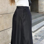 Black Cotton Silk  Women Clothing Autumn Split High Waist Office Drape Skirt Skirt - Quality Home Clothing| Beauty