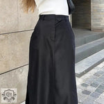 Black Cotton Silk  Women Clothing Autumn Split High Waist Office Drape Skirt Skirt - Quality Home Clothing| Beauty