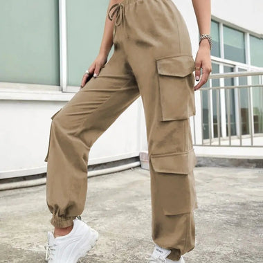 High Street Hip Hop Women Pants Trendy Trousers Multi Pocket Street Overalls Loose Straight Leg Ankle Banded Pants - Quality Home Clothing| Beauty