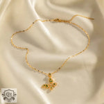 Exquisite 18K Gold Hollow Butterfly Pendant Necklace - Dazzling White Green Zircon -  QH Clothing