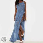 Women Dress Split Woolen Dress Sexy Spaghetti Straps Knitted Maxi Dress Vacation Dress - Quality Home Clothing| Beauty